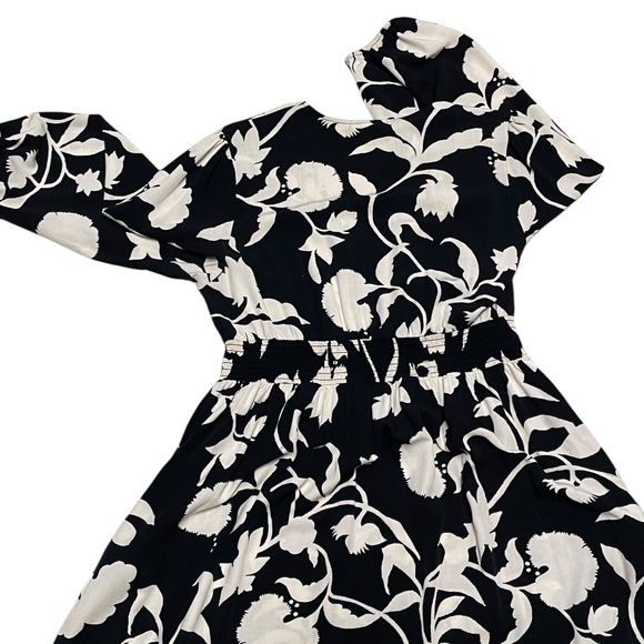 Women's Knox Rose Dress Floral Black/Beige 2" Elastic Waist Size L - Picture 2 of 13